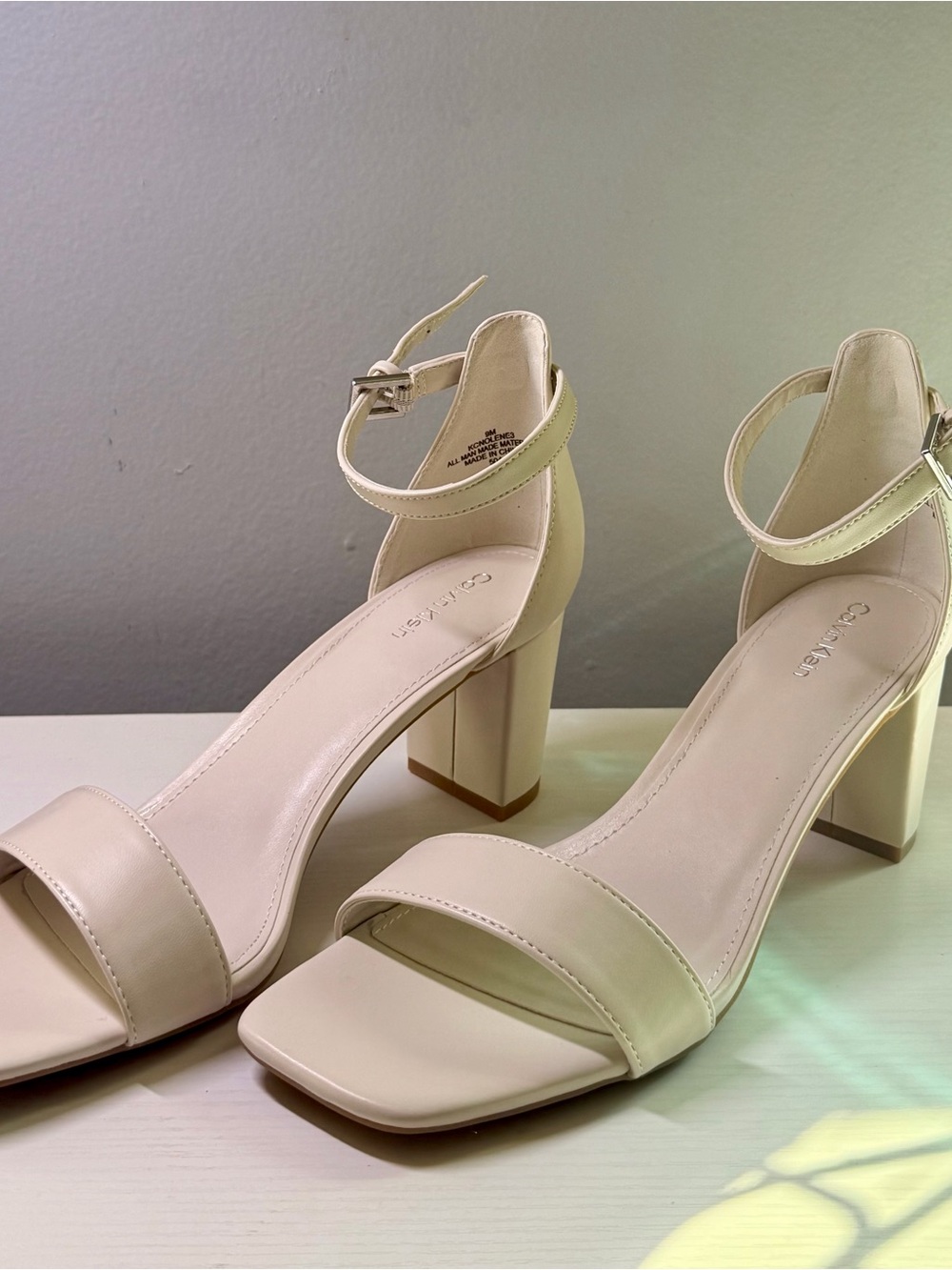 Calvin Klein white Ankle Strap Block Heel Sandals Size 9⁠